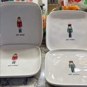Rae Dunn Nutcracker Holiday Plates - Red, Green, Black, White